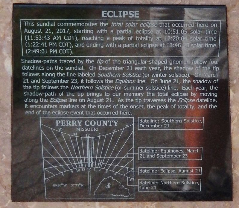 Great American Eclipse of 2017 Sundial (<i>"Eclipse" panel</i>) image. Click for full size.