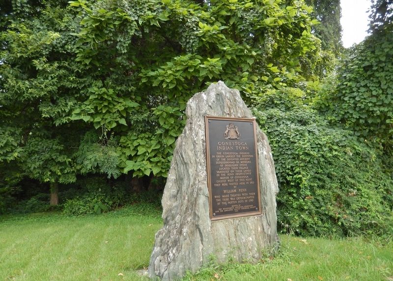 Conestoga Indian Town Marker (<i>wide view; showing large boulder upon which marker is mounted</i>) image, Touch for more information