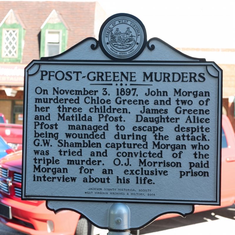 Pfost-Greene Murders side of marker image. Click for full size.