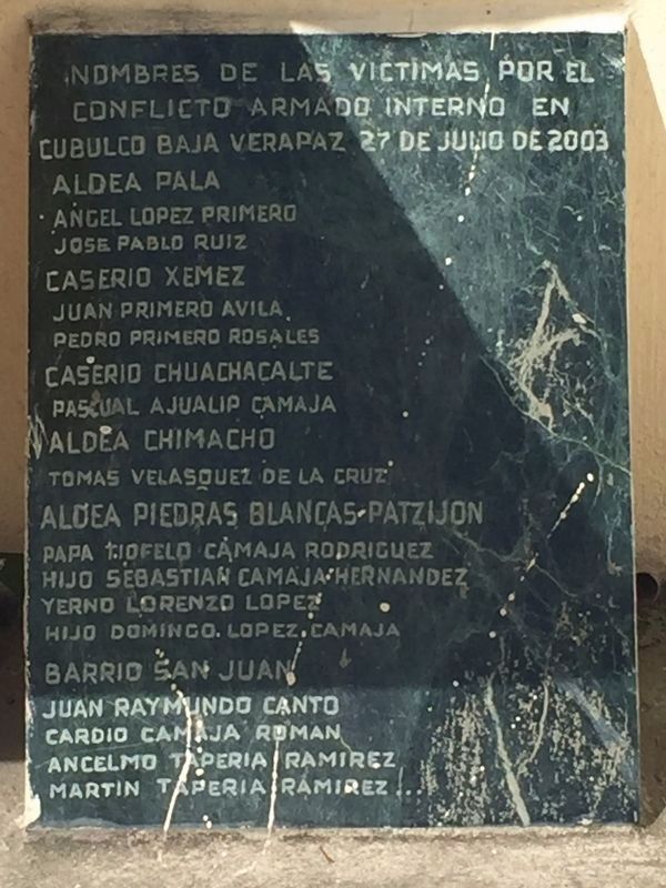 Memorial to the Victims of Guatemala's Armed Conﬂict in Cubulco Marker image, Touch for more information