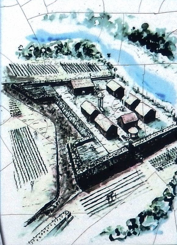 Marker detail: Artists rendition of Fort Mose image, Touch for more information