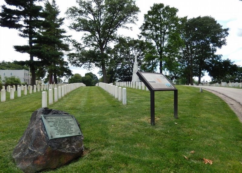 The Battle of Germantown Marker<br>(<i>wide view  south side of cemetery in background</i>) image, Touch for more information