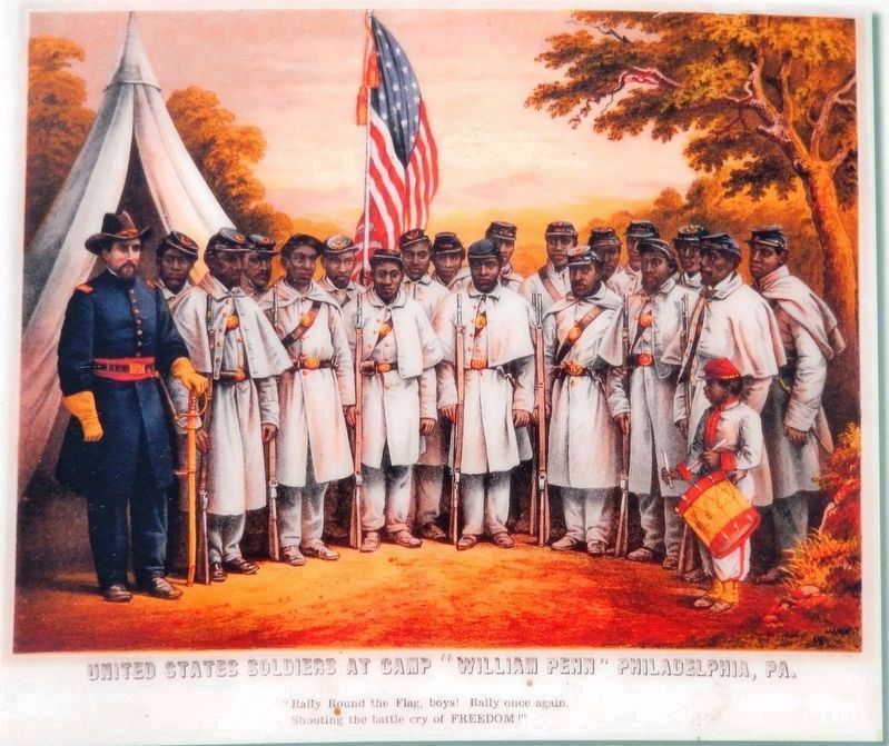 Marker detail: Recruitment poster<br>showing Soldiers of the 25th Infantry Regiment, USCT image, Touch for more information