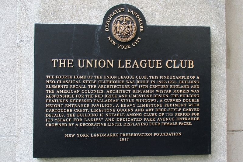 The Union League Club Historical Marker
