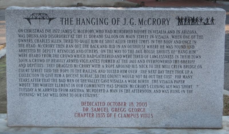 The Hanging of J.G. McCrory Marker image. Click for full size.