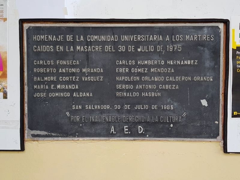 1975 University of El Salvador Massacre Marker image. Click for full size.