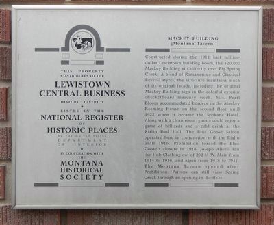 Mackey Building (Montana Tavern) Marker. Click for full size. Mackey Building (Montana Tavern) Marker image. Click for full size.
