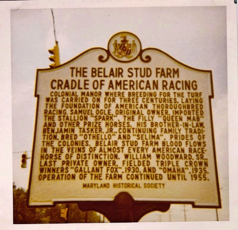 The Belair Stud Farm Historical Marker