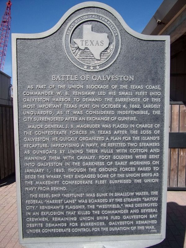 Battle of Galveston Marker image. Click for full size.