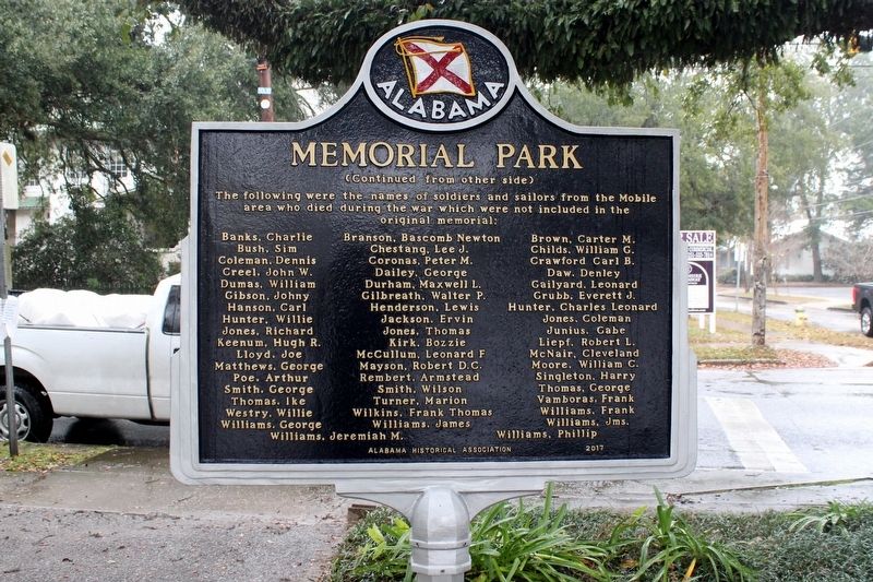 Memorial Park Marker Side 2 image. Click for full size.