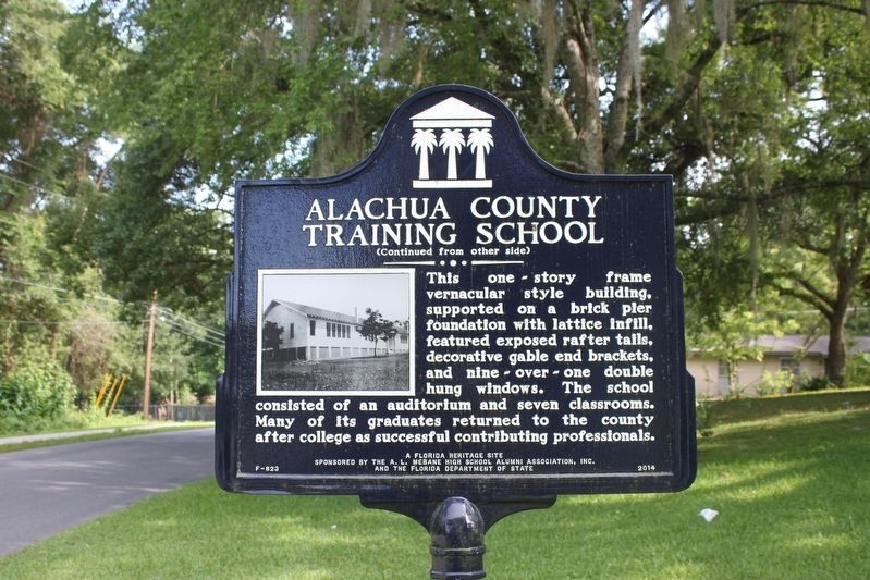 Alachua County Training School Marker Side 2 image, Touch for more information