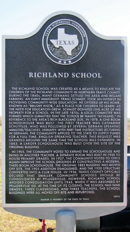 Richland School Marker. Click for full size. Richland School Marker image. Click for full size.