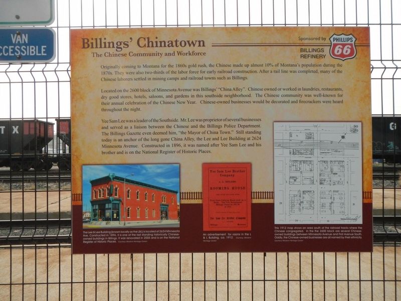 Billings' Chinatown Marker. Click for full size. Billings' Chinatown Marker image. Click for full size.
