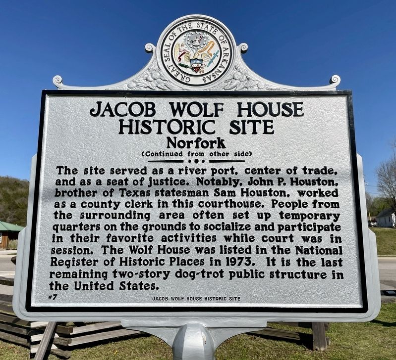 Jacob Wolf House Historic Site Marker (reverse) image, Touch for more information