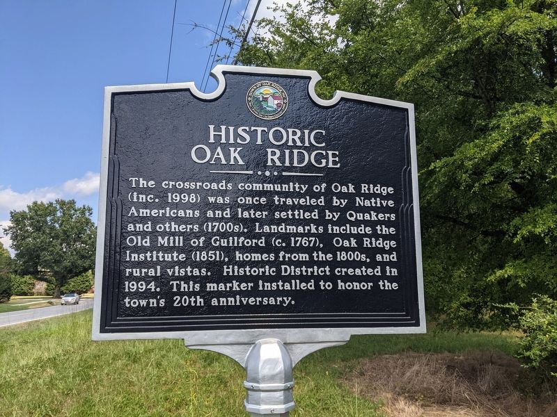 Historic Oak Ridge Historical Marker
