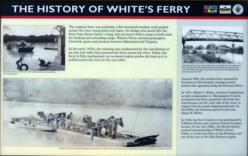 History of White's Ferry Marker image. Click for full size.