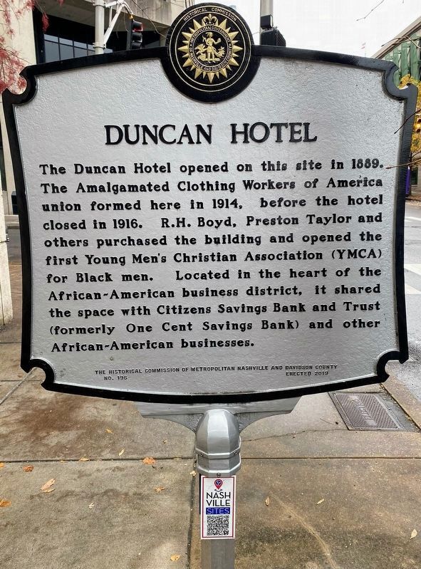 Freedman's Savings and Trust Company Bank / Duncan Hotel Marker image, Touch for more information