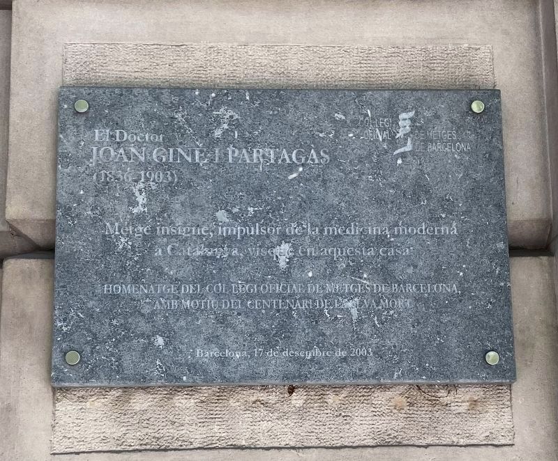Joan Giné i Partagàs Historical Marker