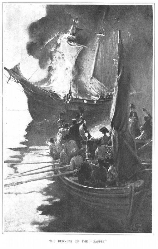 Engraving depicting The Burning of the Gaspee image. Click for full size.