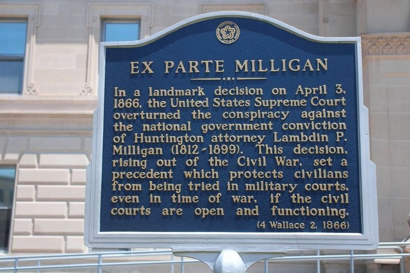Ex Parte Milligan Marker image. Click for full size.