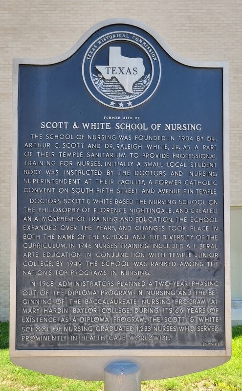 Former Site of Scott & White School of Nursing Historical Marker