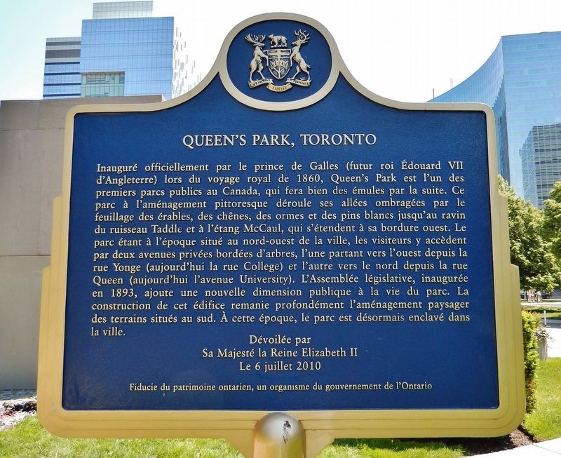 Queen's Park, Toronto Marker (<i>north side</i>) image, Touch for more information