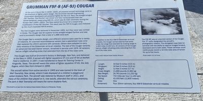 Grumman F9F-8 (AF-9J) Cougar Historical Marker
