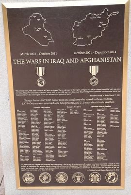The Wars in Iraq and Afghanistan Marker image, Touch for more information
