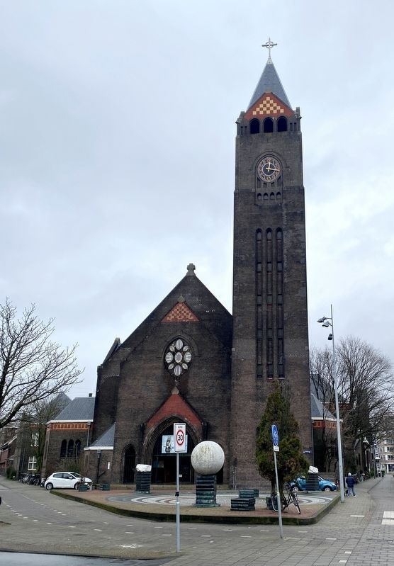 Vredeskerk (church of peace) and Marker image. Click for full size.