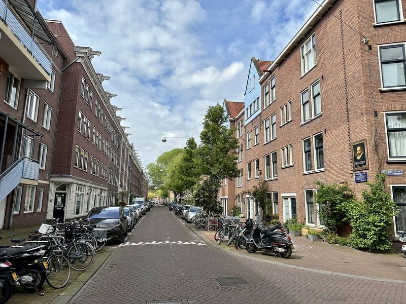 Willem Barentsz Marker - wide view, looking west on Barentszstraat image. Click for full size.