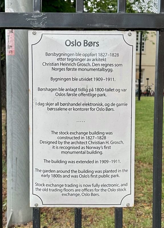 Oslo Brs / Oslo Stock Exchange Marker image. Click for full size.