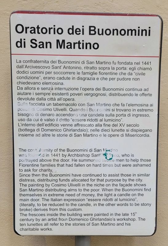 Oratorio dei Buonomini di San Martino / Order of the Good Men of Saint Martin Marker image. Click for full size.