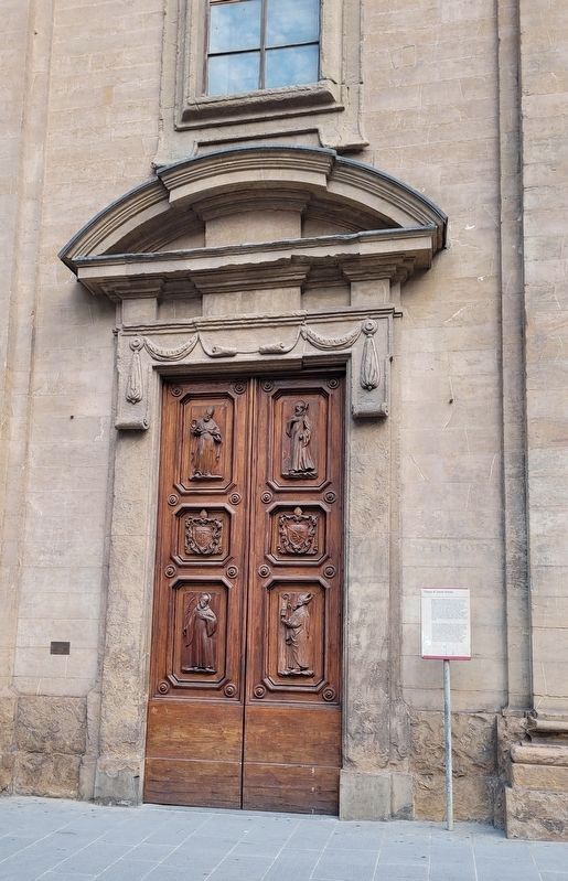 The right side entrance to the Church of the Holy Trinity and Marker image. Click for full size.
