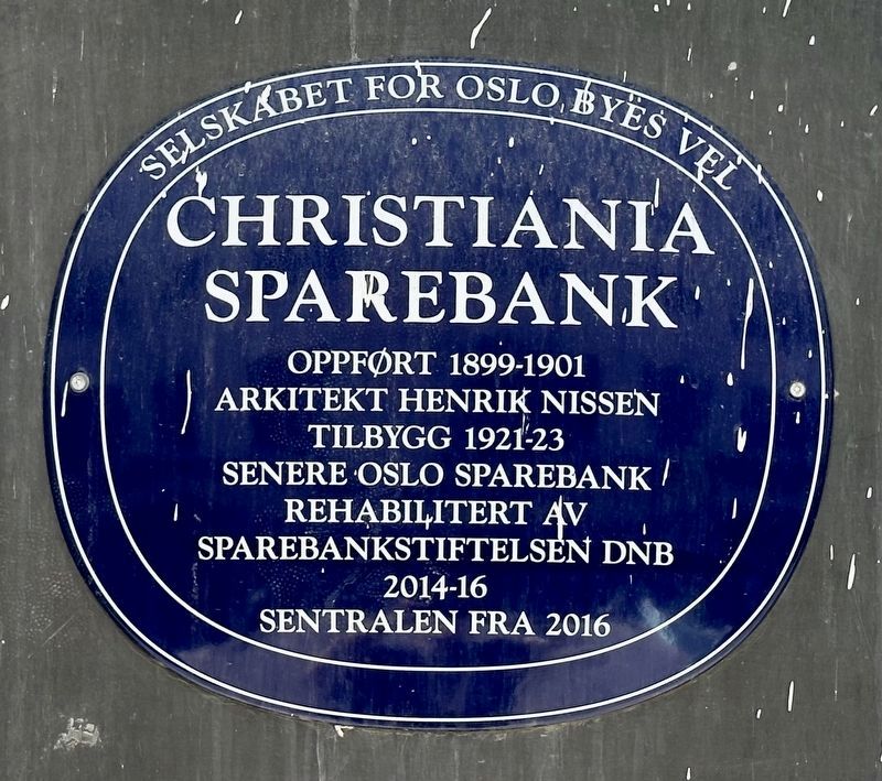 Christiania Sparebank / Christiania Savings Bank Marker image. Click for full size.