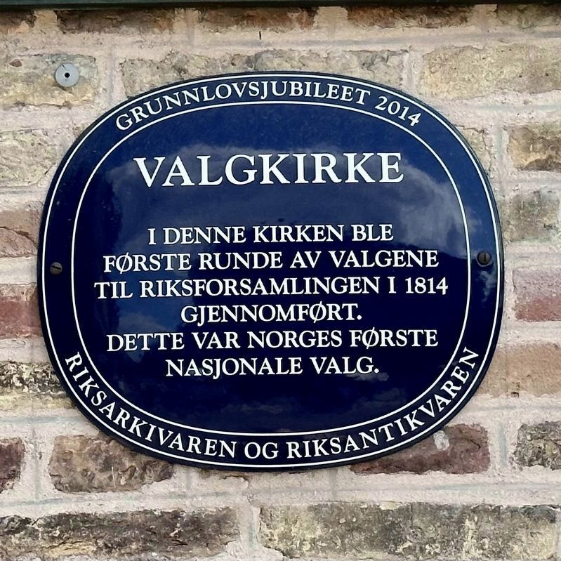 Valgkirke / Electoral Church Marker image. Click for full size.