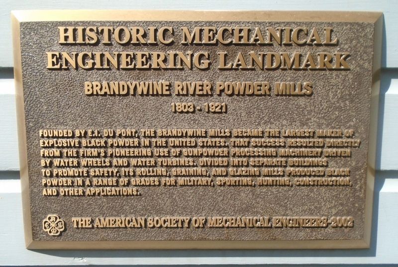 Brandywine River Powder Mills HMEL Marker. Click for full size. Brandywine River Powder Mills HMEL Marker image. Click for full size.