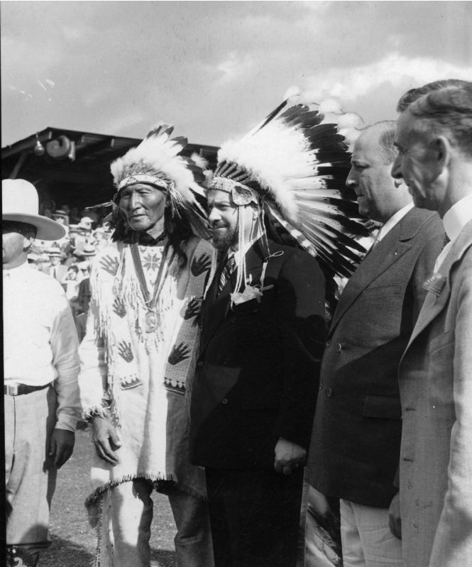 Chief Black Horn (left) and Italo Balbo (center) in 1933 image. Click for full size.
