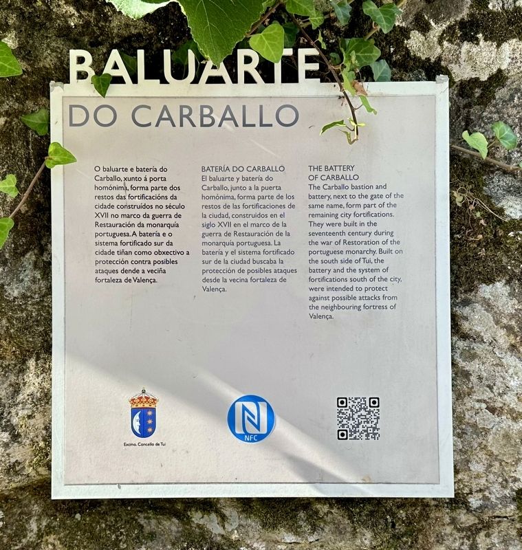 Baluarte do Carballo / Batera do Caballo / The Battery of Carballo Marker image. Click for full size.