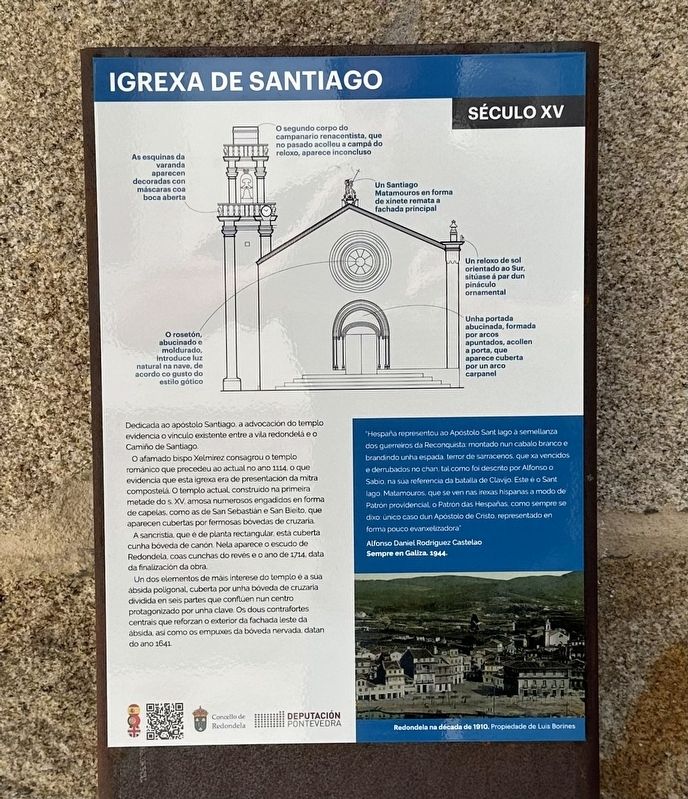 Igrexa de Santiago (Sculo XV) / Church of Santiago (15th Century) Marker image. Click for full size.