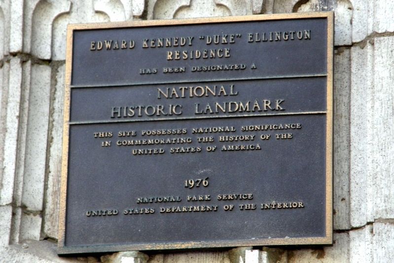 Edward Kennedy "Duke" Ellington Residence plaque image. Click for full size.