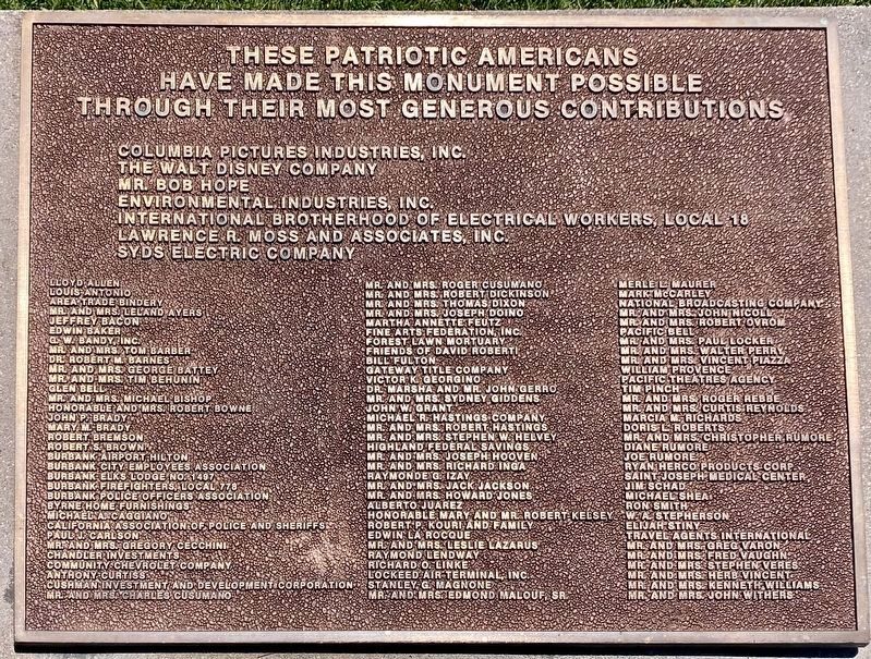 Burbank Veterans Memorial Marker image. Click for full size.