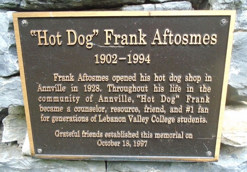 "Hot Dog" Frank Aftosmes Marker image. Click for full size.