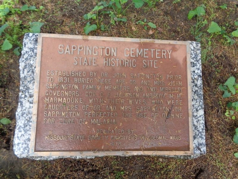 Sappington Cemetery State Historic Site Marker image. Click for full size.