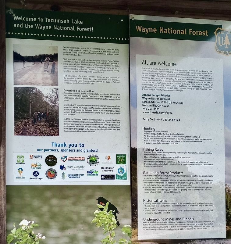 Tecumseh Lake and the Wayne National Forest Marker image. Click for full size.