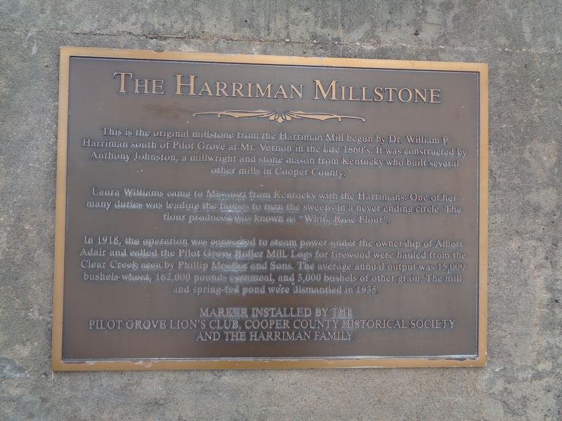 The Harriman Millstone Marker image. Click for full size.