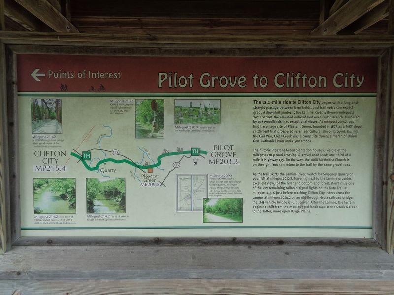 Pilot Grove to Clifton City Marker image. Click for full size.