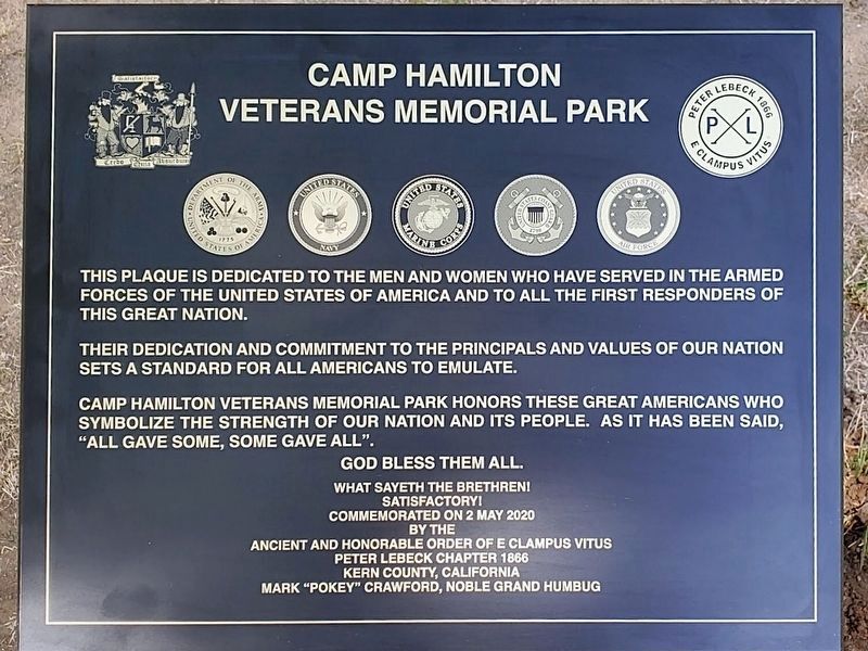 Camp Hamilton Marker image. Click for full size.
