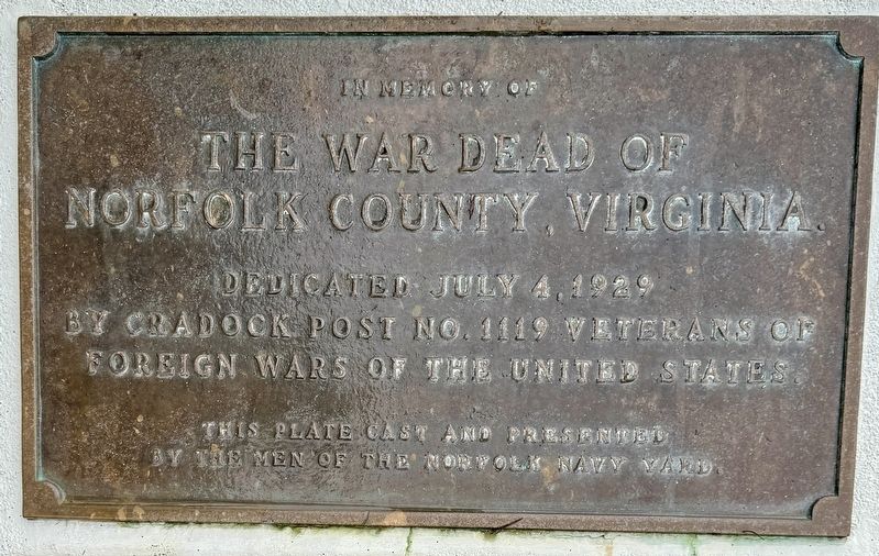 The War Dead of Norfolk County Marker image. Click for full size.