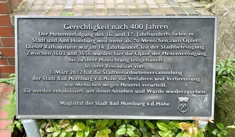Gerechtigkeit nach 400 Jahren / Justice After 400 Years Marker image. Click for full size.