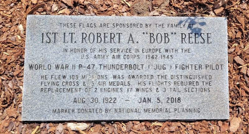 1st Lt. Robert A. "Bob" Reese Marker image. Click for full size.